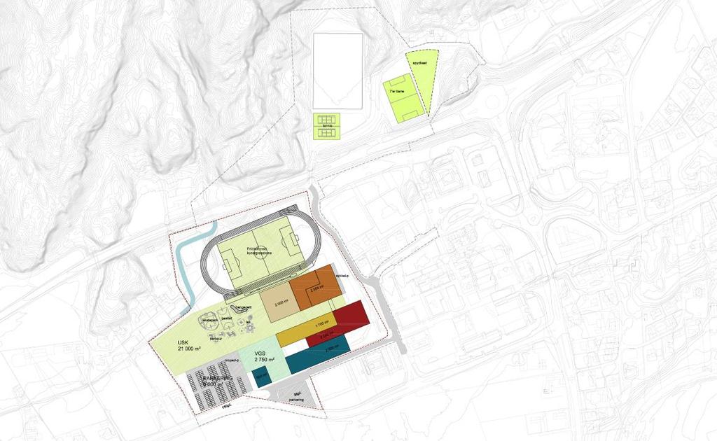 Side 6 3 Planer Det planlegges nytt skoleprosjekt på Tangvall i Søgne kommune. Utsnitt av mottatte planer er vist på figur 4 nedenfor. Figur 4: Utsnitt av mottatte planer fra Asplan Viak AS.