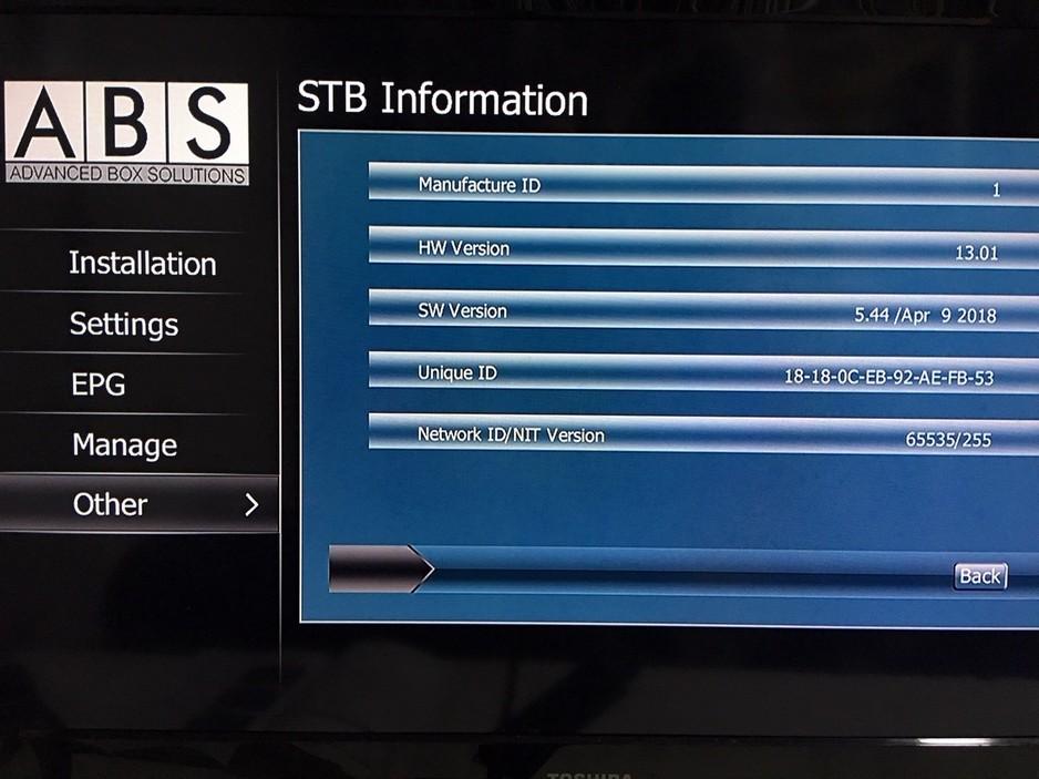 STB информации Производство HW верзија SW