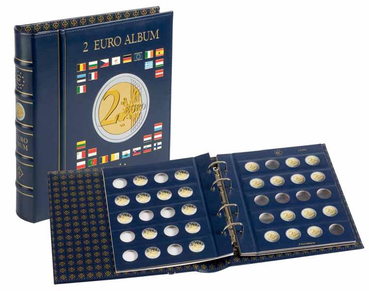 Tilbehør for 2-euro 107 VISTA 2-euro myntalbum OPTIMA myntalbum inkl. 4 VISTA myntblad for rundt 80 2-euro mynter.