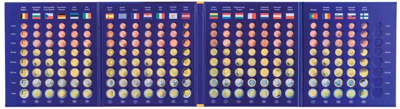 108 Tilbehør for euromynter i sirkulasjon PRESSO myntalbum Euromynt-samling Fargerikt myntalbum laget av trykt, solid kartong