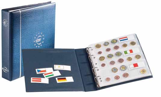 7 ark for 21 komplette standard-utgaver av euro myntsett og fargede flagg med merkemulighet (inkl.