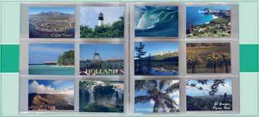 Albumet består av 50 innbundne arklommer som har plass til 12 postkort hver. Ytre format: 398 x 375 x 60 mm. Artnr.