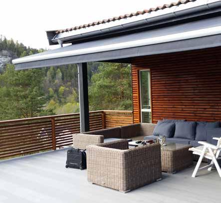 Classic terrassemarkiser Classic terrassemarkise kan brukes på terrasser, verandaer, uteserveringer, kiosker og butikker.