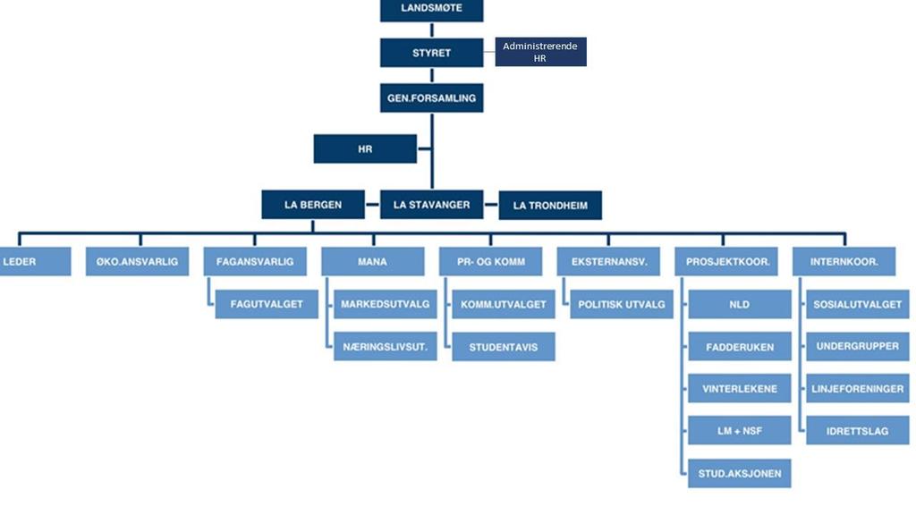 Figur 4: Oversikt over ledelsessammensetning med underliggende enheter. Ansvars- og myndighetsområder Ledelsen har øverste ansvar for: Daglig drift på lokalavdelingen.