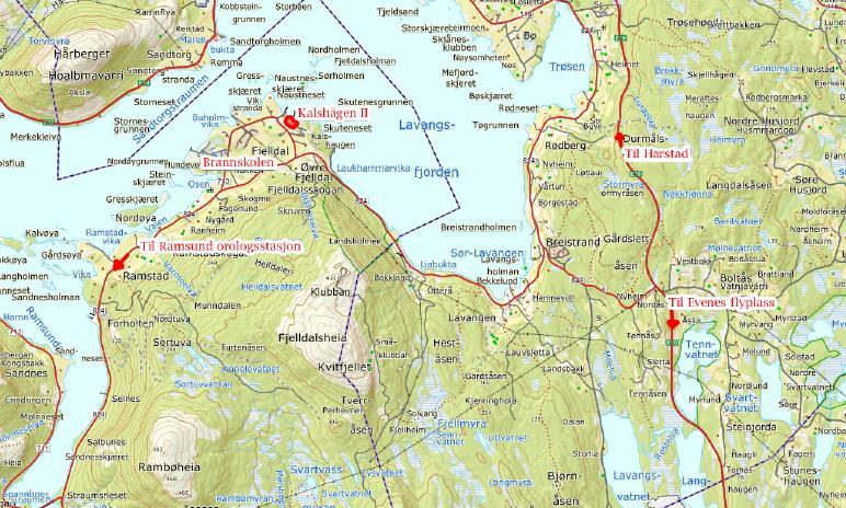 - statlige planer / fylkeskommunale planer / føringer Beskrivelse av planområde - Beliggenhet Område ligger på Fjelldal i Tjeldsund kommune.