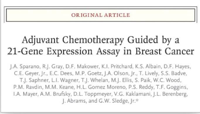 TAILORx; update ASCO 2018 Sparano et al.