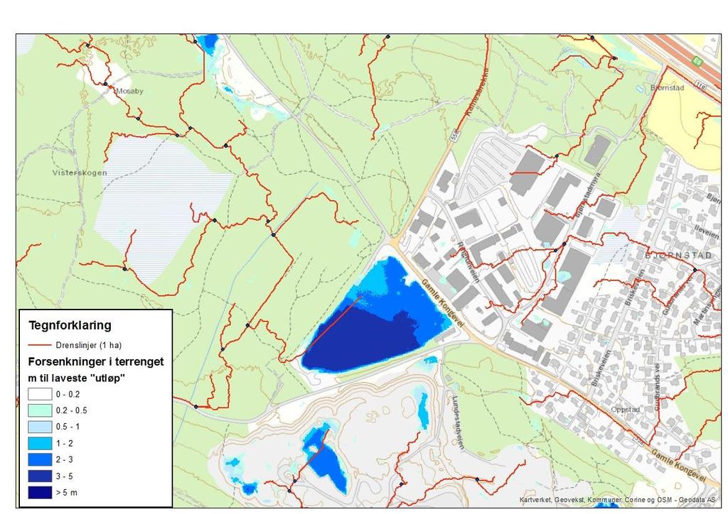 memo01.docx 2012-03-28 Ved å beregning ved bruk av Aron og Kiblers metode, vil et 200-års regn gi et fordrøyningsbehov på 1525 m 3.