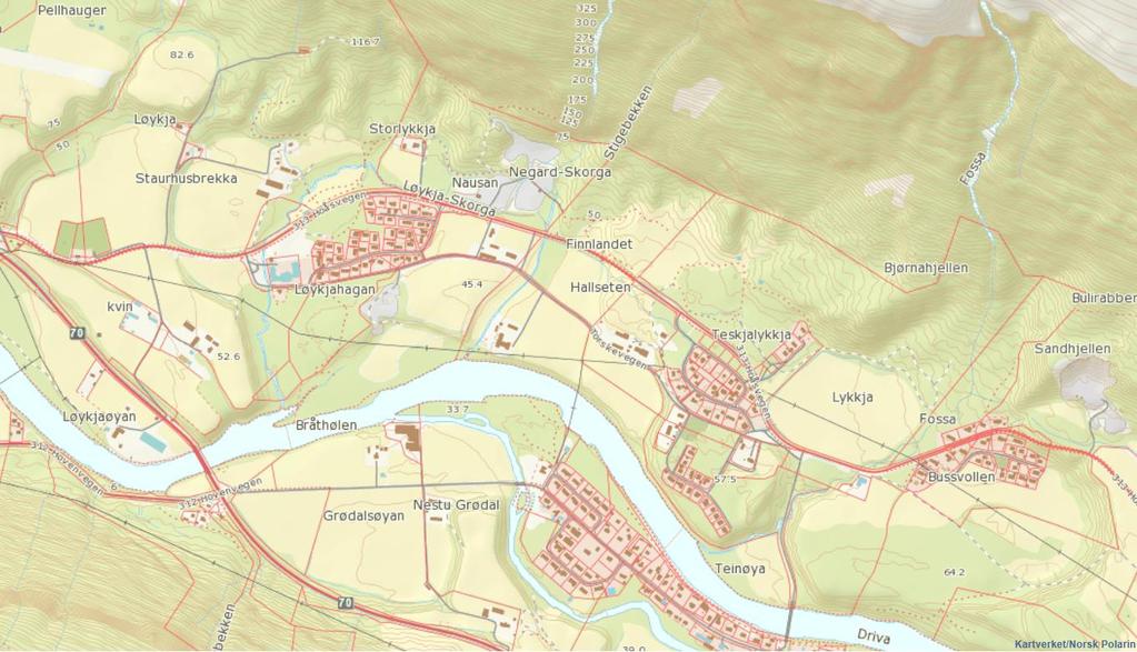 6 km fra tettstedet Sunndalsøra. Fig. 1. Lokalisering av studieområdet i nedre del av Sunndalen, MR. Kart: Miljøstatus 20