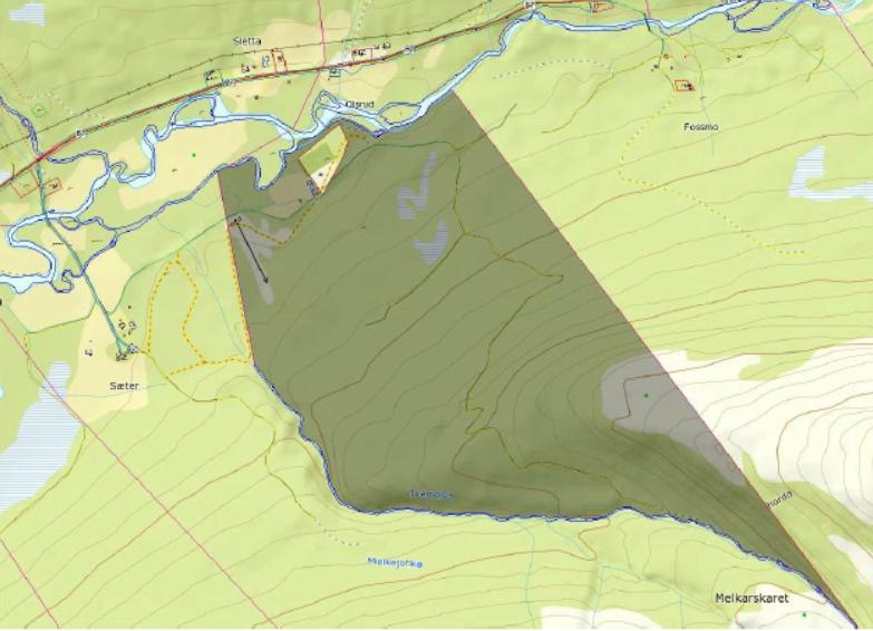 Figur 1: Eiendommen som blir berørt av planen Forholdet til kommuneplanens arealdel: Planen omfatter forslag FT6, område for vintersportssted ved