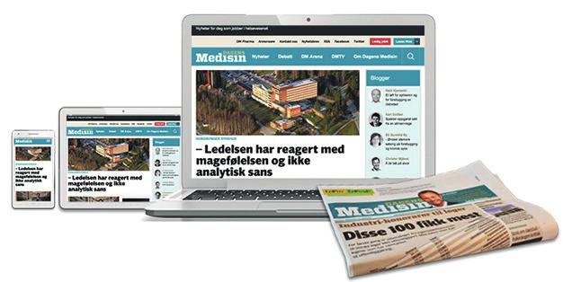 DAGENS MEDISIN informasjon Om oss Dagens Medisin er Norges største uavhengige nyhetskanal mot helsevesenet. Avisen ble etablert i 1998 og har et opplag på 25.800 ex.