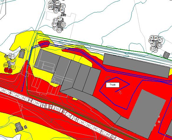 fra industribedriften. En ser også av figurene at beregnet fasadenivå for nabo i vest er uavhengig av støy fra industribedriften.