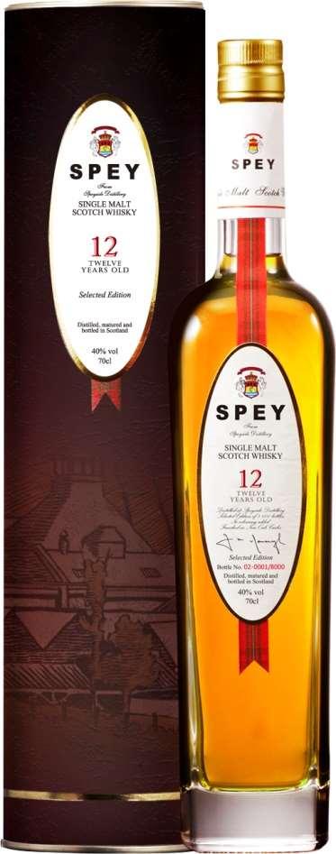 SPEY 12 YO SPEY 12 Year Old er en klassisk Speyside malt, lagret i ex-bourbon fat, før den har fått en avslutningslagring på 6 måneder i ny eik.