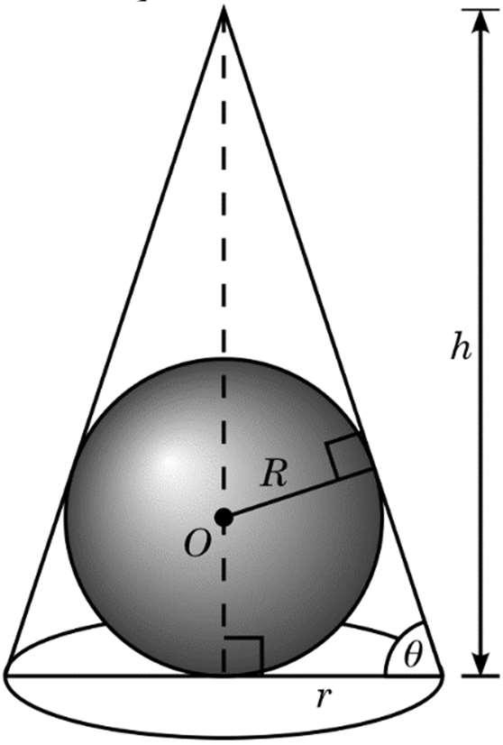 Oppgve E kule(med rdius R) er plssert i e rett kjegle(med rdius r og høyde h) som vist på h