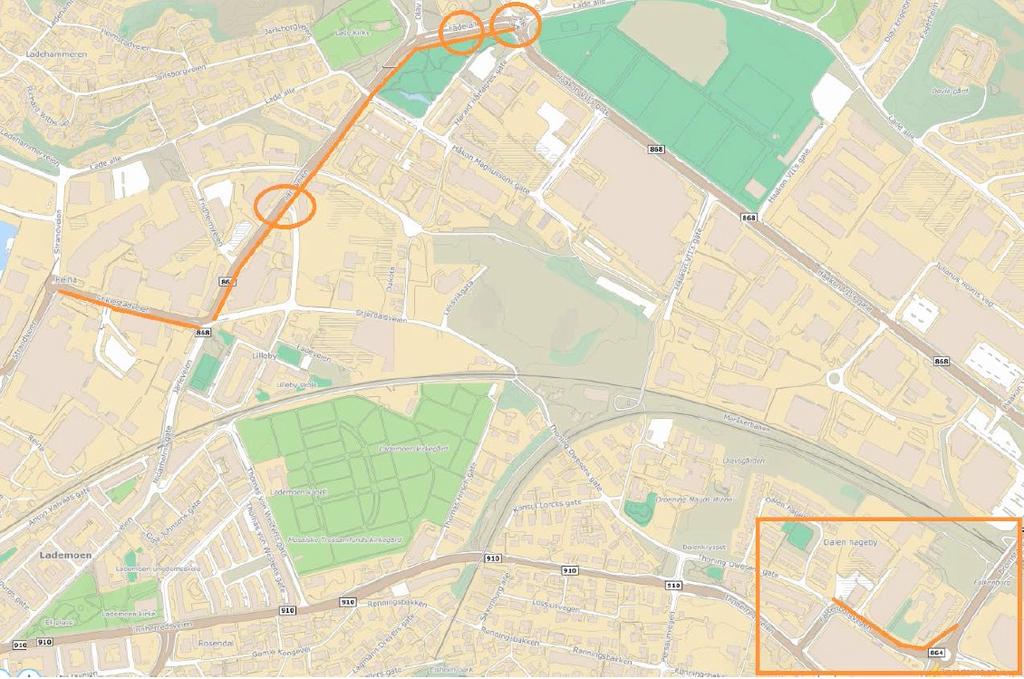 Hva skal gjennomføres nå? Sykkeltiltak Lade Sykkeltiltak, metrobusstasjoner, krysstiltak m.m. Prosjektkostnad på ca.