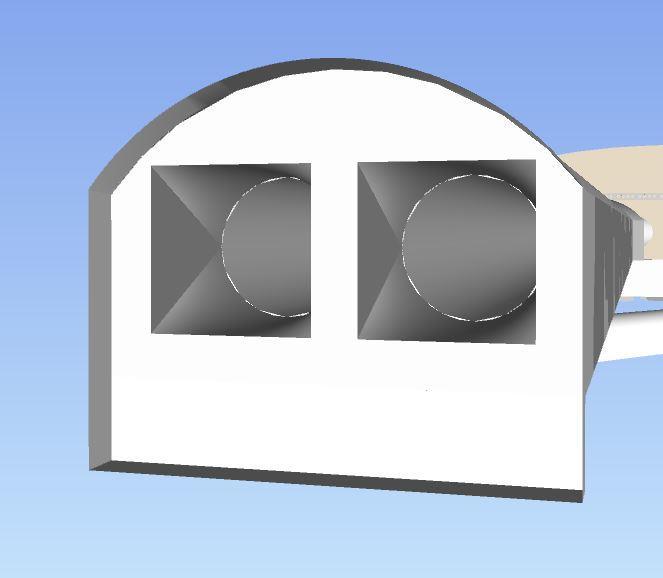 Figur 6 Overgang fra tunnel til rørtunnel sett fra oppstrøms side av proppen Tilløpsrør og rørtunnelens form Det er vurdert to alternativer for plassering av rør i rørtunnelen.