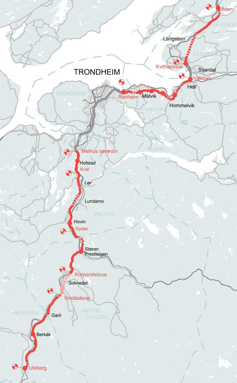 Nye Veiers prosjektportefølje i Trøndelag 106 km med ny
