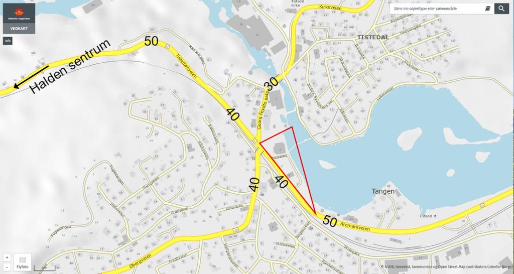 Side 6 av 15 Figur 5: Fartsgrenser (kilometer pr. time) på vegnettet rundt planområdet. Kilde: Statens vegvesen, vegkart.