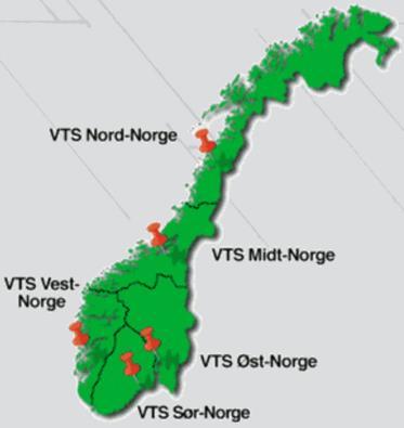 og trafikkinformasjon Vegtrafikksentralene Statens vegvesen har fem regionale Vegtrafikksentraler (VTS).