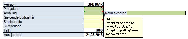 Utfyllelse av budsjettmal Det er samme mal for oppretting av budsjett og budsjettering av bidrags- og oppdragsfinansiert aktivitet.