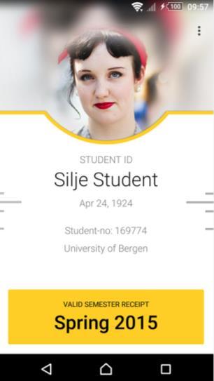 De som sjekker studentbeviset ditt (for eksempel Ruter eller NSB ved billettkontroll) trykker på den gule knappen og ser at bildet og strekene på sidene beveger seg.