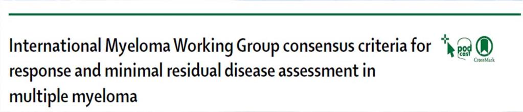 Flow MRD negative: Absence of phenotypically aberrant clonal plasma cells by NGF on bone marrow aspirates using the EuroFlow standard operation procedure for MRD detection in multiple myeloma (or