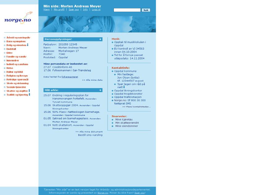 Min Side virtuelt servicekontor Konseptualiseringsfase pågår Kommunale tjenester integreres fra januar 2006 8 www.norge.
