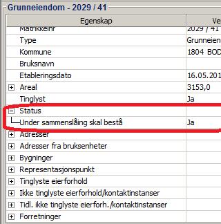 Søk tilslutt frem først 2029/41, deretter 2029/267 og se hva som står under Status i objektinformasjonen.