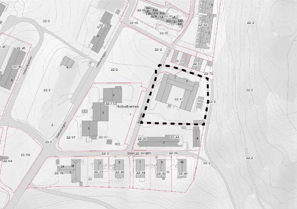 1. BAKGRUNN OG FORMÅL Kommunen ønsker å etablere 15 nye leiligheter i Åsvegen 1, gnr/bnr 22/47. Det er fra før 7 leiligheter i eksisterende bygg, og samlet antall boliger vil bli 22 leiligheter.