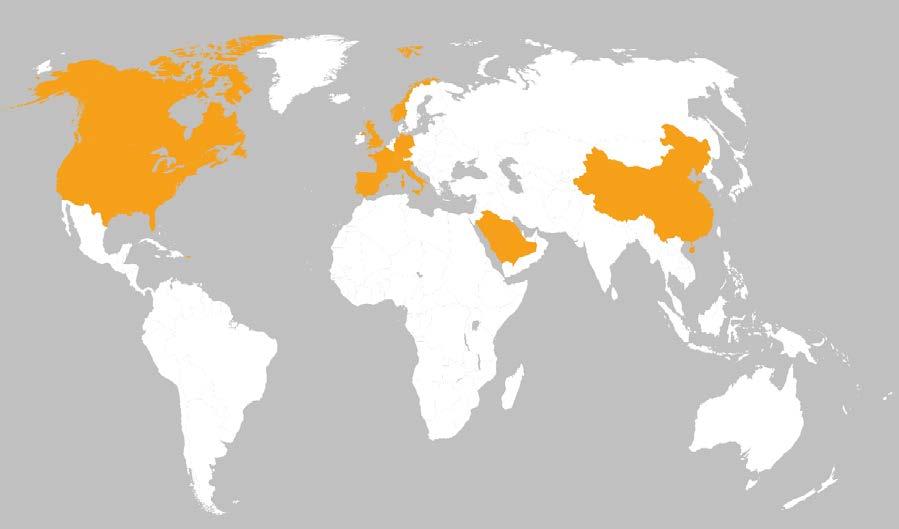 Interessen for rørbru i verden Kart 1: