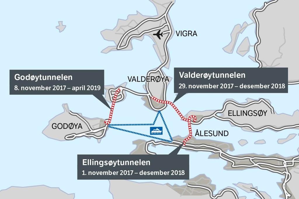Programområdetiltak Tunnelutbedring Pakke 1: Tunneler i Trøndelag Ferdig Pakke 2: Tunneler i Romsdal Pågår, ferdig sommeren 2018 Pakke 3: