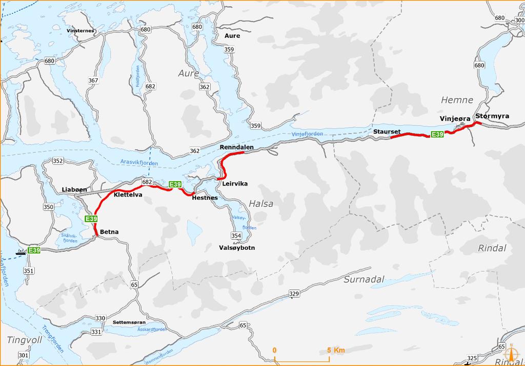 Store prosjekt E39 Betna - Stormyra Oppstart 2019 Anleggsstart våren 2020 Tre