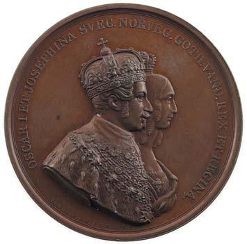 Kong Oscar I og Dronning Josephinas kroning 1844, Bronse, 58mm H.