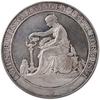 Industriutstillingen i Gøteborg 1891, bronse, 57mm, 83mm, A.Lindberg 0/01 300,- 2587* Sweden: Medalje 1896.