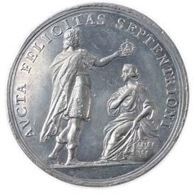 Fredrikhall 1718 og begravelse 1719, Sølv, 20mm, preget i Stettin