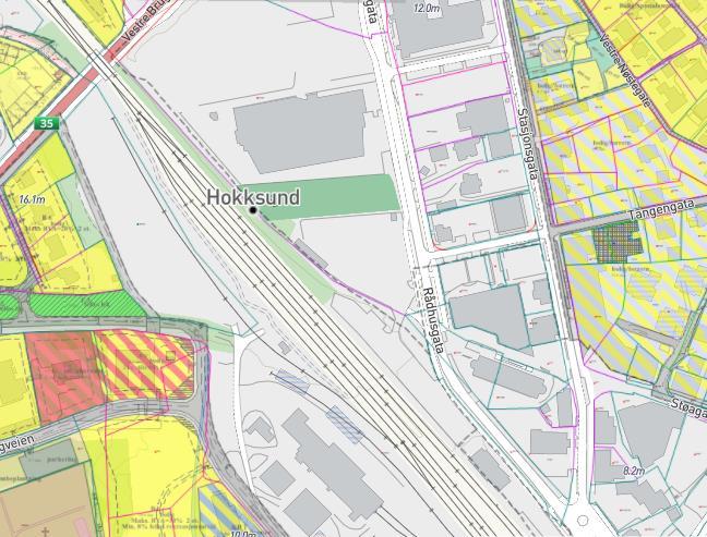 Figur 20: Hokksund skole - reguleringskart Skolen ligger i et uregulert område.