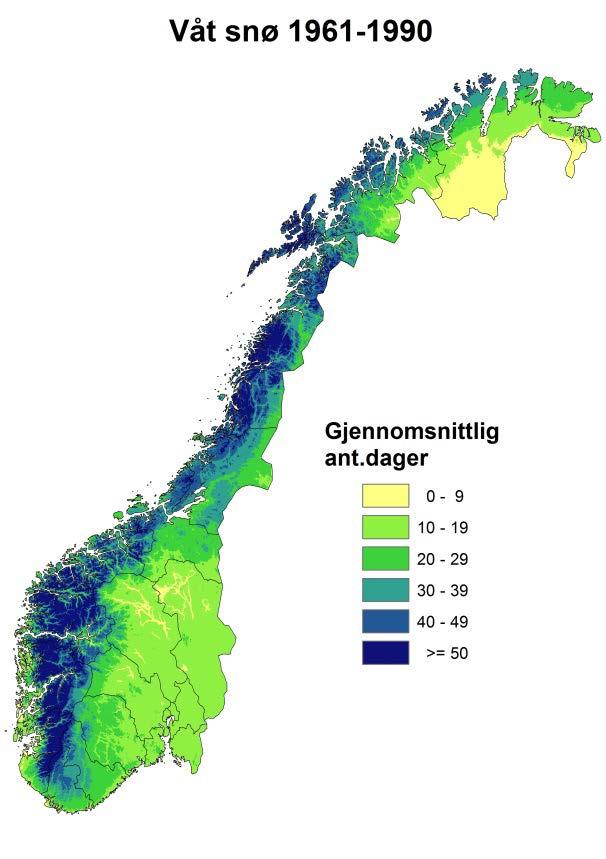 Endring i våt snø Fra rapporten Klima og sårbarhet for bygninger i Norge (SINTEF og Meteorologisk institutt) Kriterier: