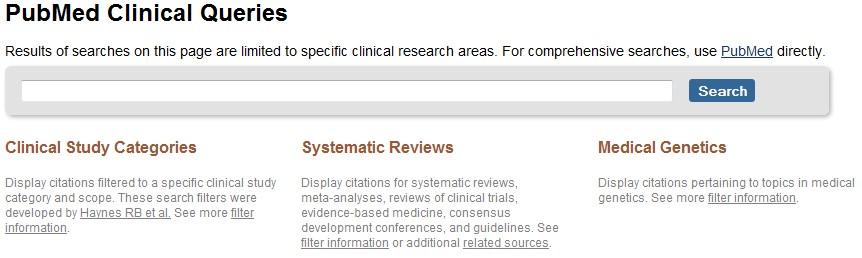 Clinical Queries - Søkefiltre Hjelpemiddel for å finne klinisk