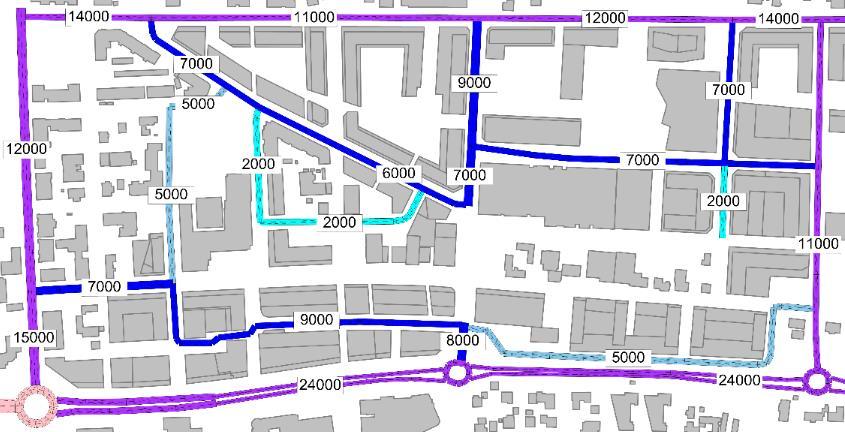 Figur 3 Oversikt over estimert ÅDT ved gjennomføring av alternativ 2 (nytt planforslag).