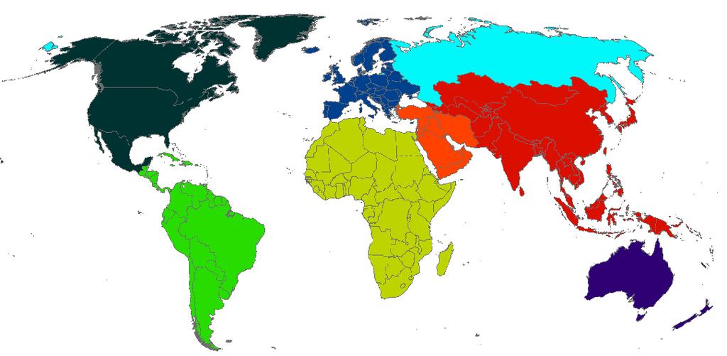 1.6 Innledning Geografisk inndeling Selskapene som er inkludert i denne rapporten har fått sin inntekt fordelt per land.