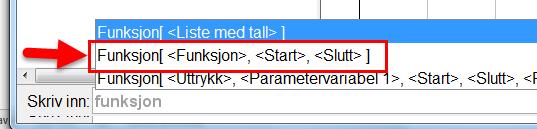 1. Skriv U(x) = 0,046x 2 6,7x + 386 i inntastingsfeltet og trykk enter. HUSK bruk punktum istedenfor komma. 1.