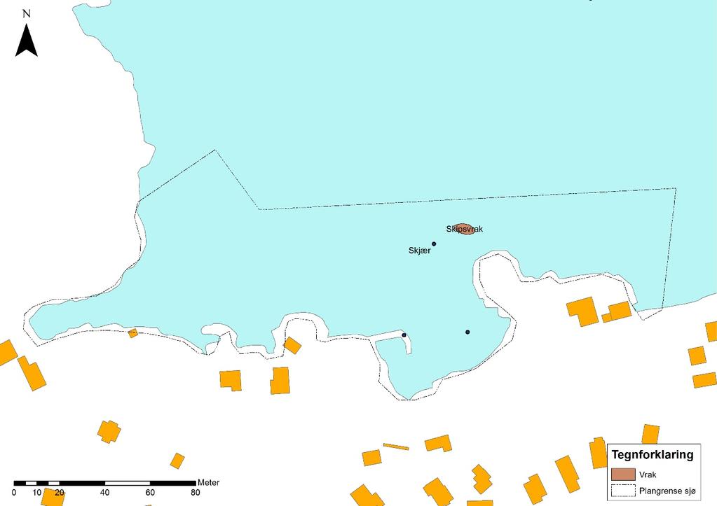 Figur 6 Kart hvor posisjon til skipsvrak, id.