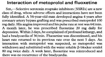 CYP2D6-interaksjon: metoprolol (Selo Zok) + paroksetin (Seroxat) Ca 5-dobling i biologisk metoprololdose Clin Pharmacol Ther