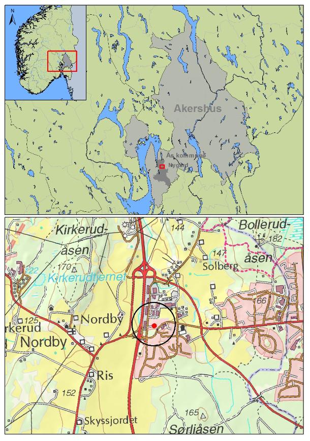 Figur 1: Oversiktskart over lokaliteten. Statens kartverk.