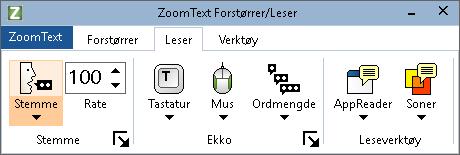 126 Forstørrer fanen Fanen for Forstørrer gir deg rask tilgang til knapper for å endre alle ZoomText Forstørrer funksjoner.