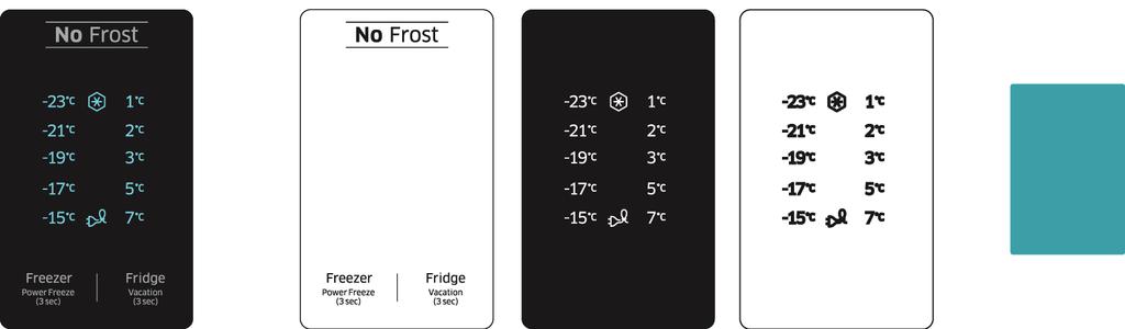 jääkaapin käyttö OHJAUSPANEELIN KÄYTTÖ (TYYPPI A) (TYYPPI B) 1 Pakastin Paina Freezer (Pakastin) painiketta asettaaksesi pakastimen halutulle lämpötila-alueelle -15 C ja -23 C välille.