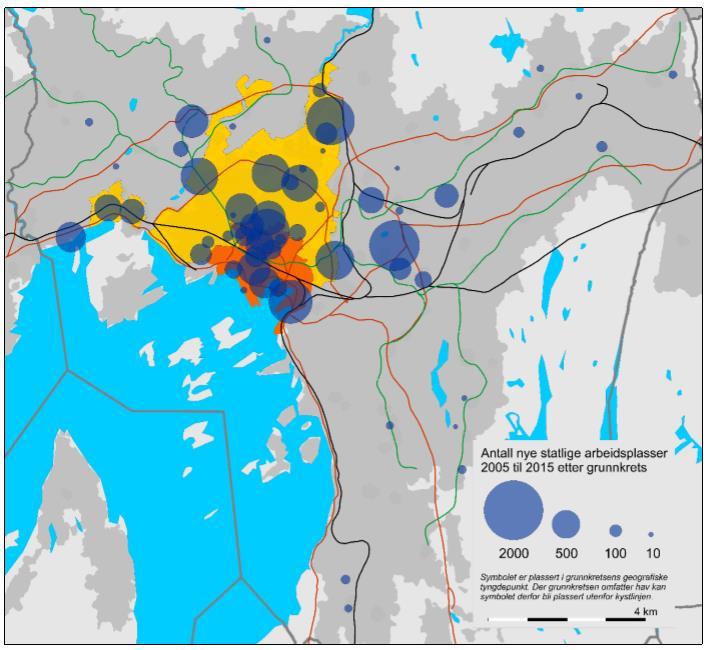 Hvor har statlige virksomheter lokalisert seg de siste ti år?