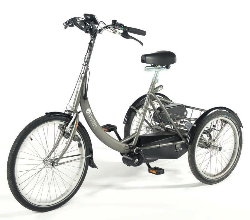 SUNNY EASY PAS Post 5 Trehjuls sykkel med gir og hjelpemotor for barn fra skolealder, ungdom og voksne 70 94 cm Nett utseende og lavt tyngdepunkt SUNNY EASY PAS 18 Sunny Easy PAS er en robust og