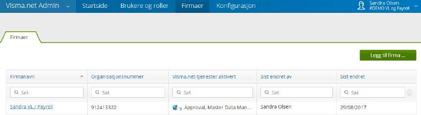 Hvordan komme i gang? Opprette et firma Når du skal i gang med Visma.net produkter, må dette bestilles fra Visma eller en Visma forhandler. Visma oppretter kunden i Visma.