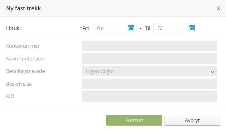 I bruk: Legg inn når den nye utbetalingskontoen skal være gyldig fra. Dette bør være første dato i en kalendermåned, f.eks. 01.02.2018.