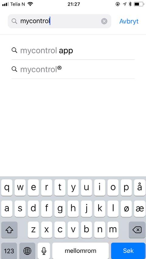 mycontrol App til iphone.
